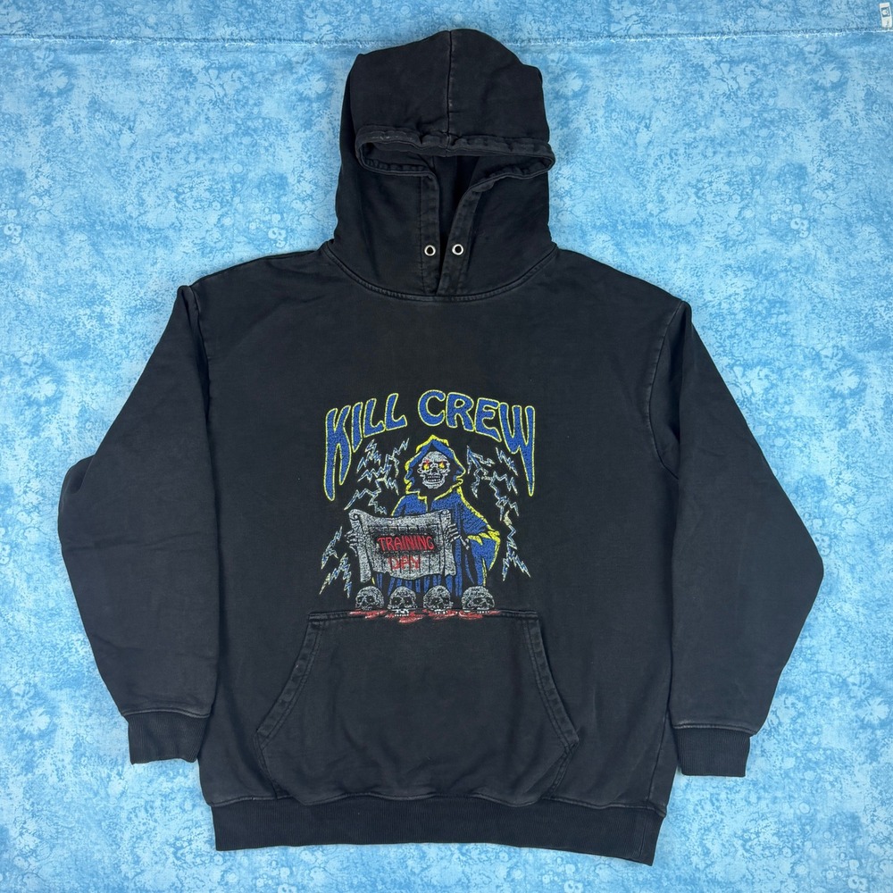 Kill Crew Training Day Hoodie Washed Black Grim Reaper Graphic Mens Large